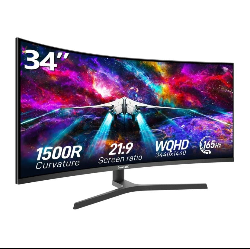 34” Ultrawide Curved Gaming Monitor 165Hz WQHD 21:9 FreeSync