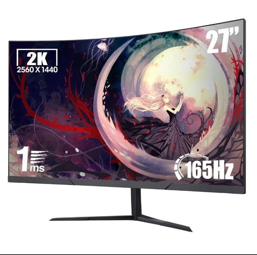2K QHD Curved Gaming Monitor 165Hz 1ms Ultra Slim Display