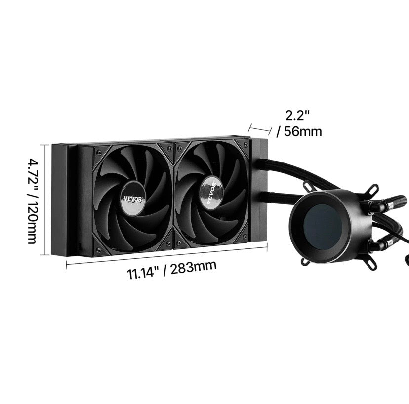 Vevor AIO CPU Liquid Cooler 120mm 1.8” Display 2200RPM PWM Fans