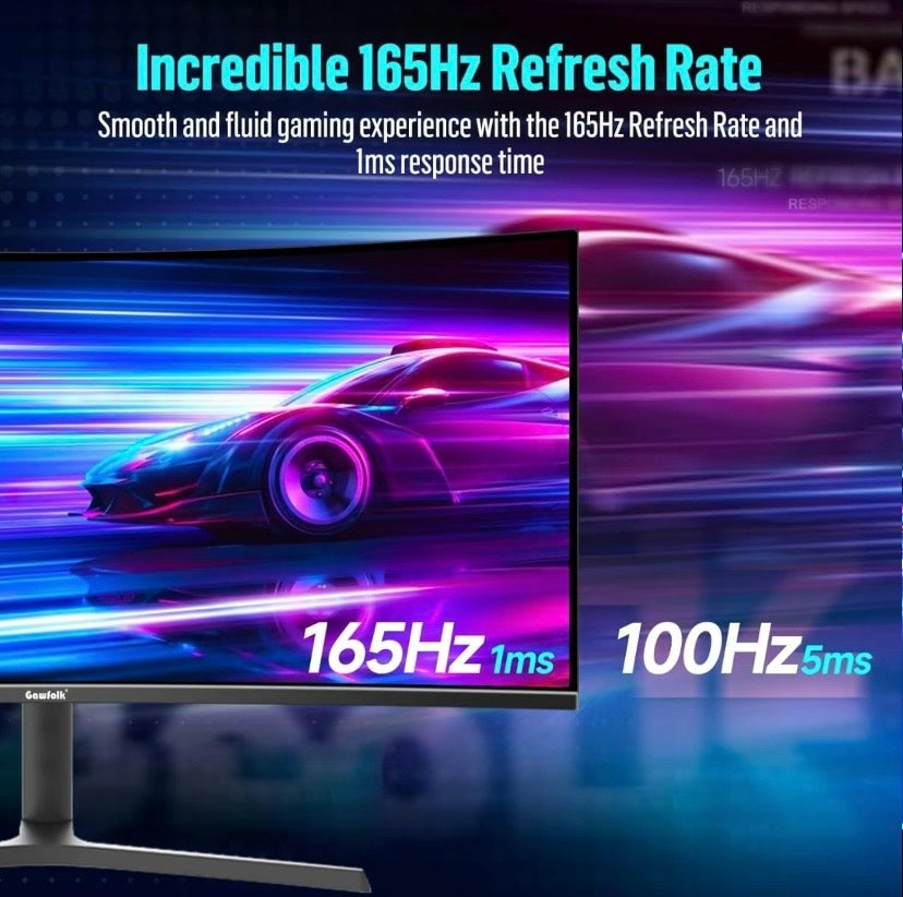 34” Ultrawide Curved Gaming Monitor 165Hz WQHD 21:9 FreeSync