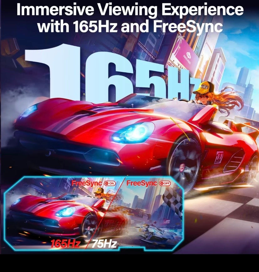 2K QHD Curved Gaming Monitor 165Hz 1ms Ultra Slim Display
