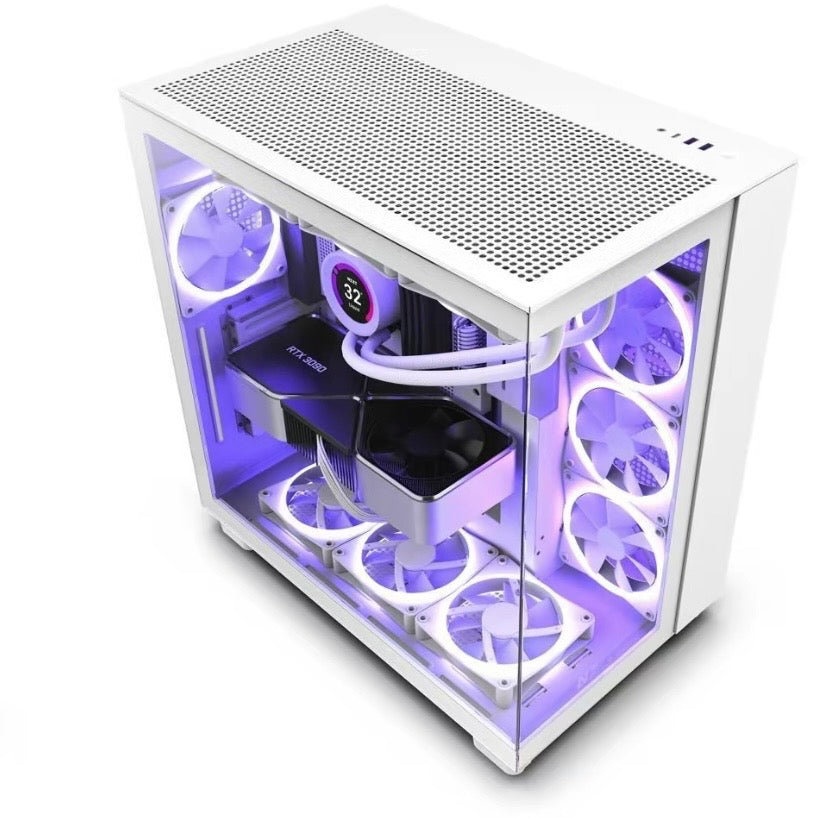 NZXT H9 Flow All White Dual Chamber Mid Tower Airflow PC Case