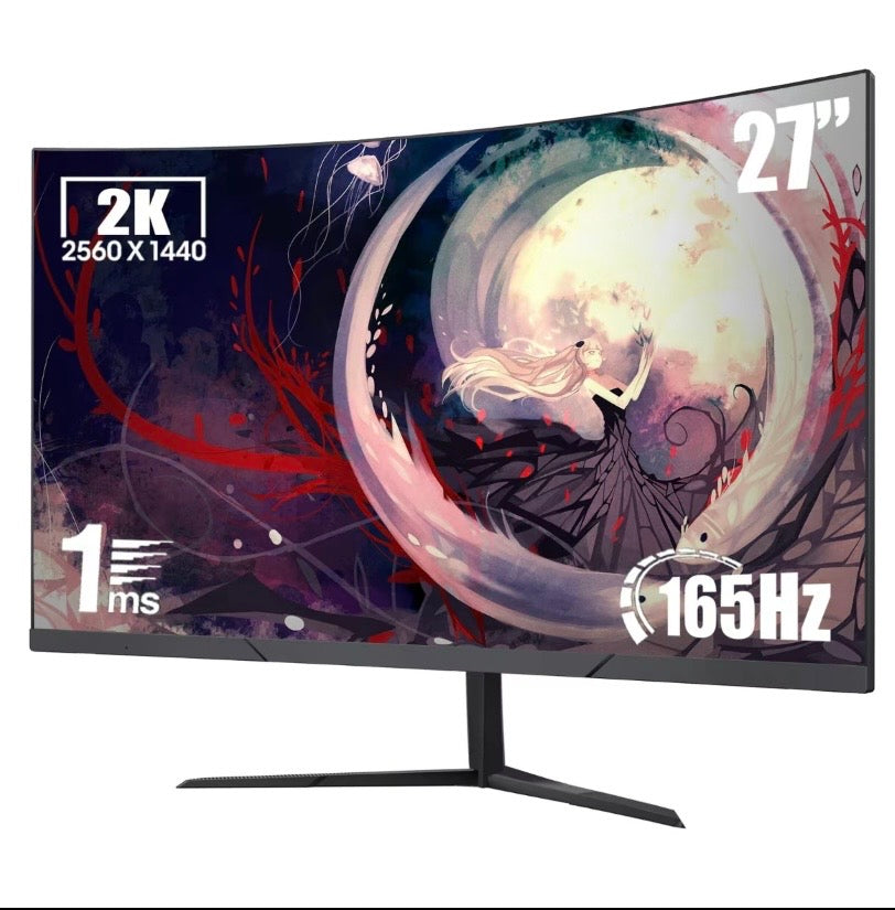 2K QHD Curved Gaming Monitor 165Hz 1ms Ultra Slim Display