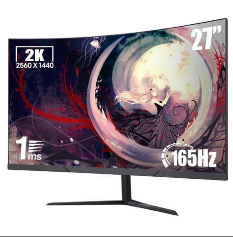 2K QHD Curved Gaming Monitor 165Hz 1ms Ultra Slim Display