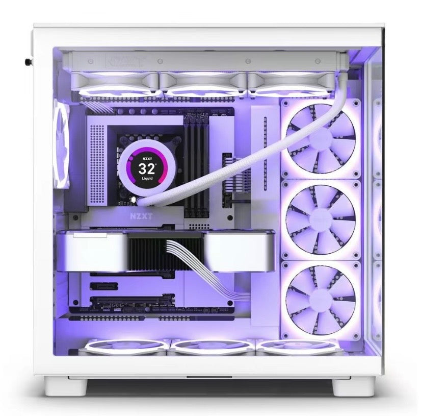 NZXT H9 Flow All White Dual Chamber Mid Tower Airflow PC Case