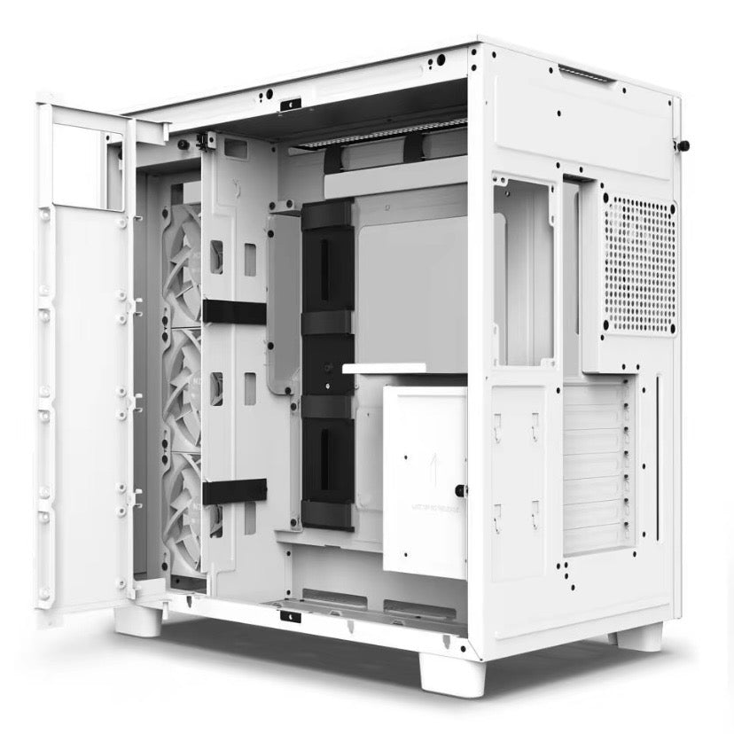 NZXT H9 Flow All White Dual Chamber Mid Tower Airflow PC Case