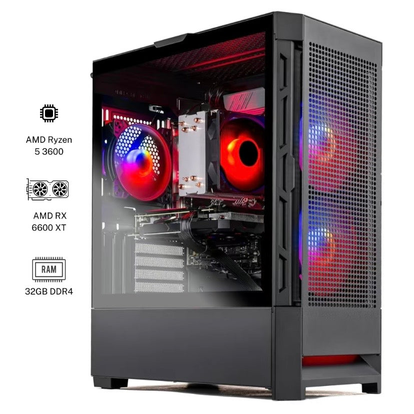 EliteForge Gaming PC Ryzen 5 5500 RX 580 16GB RAM 1TB SSD RGB Tower – Ultimate Power and Performance