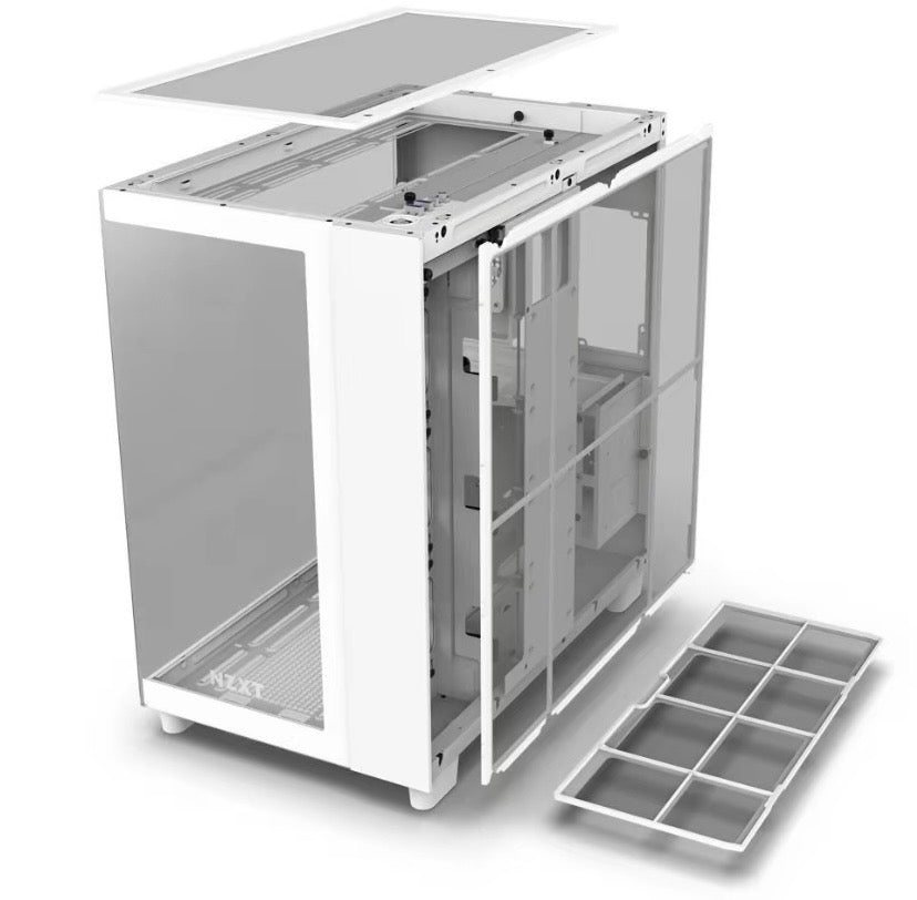 NZXT H9 Flow All White Dual Chamber Mid Tower Airflow PC Case