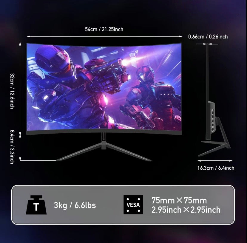 Curved Gaming Monitor FHD 1080P 180Hz 1ms with FreeSync and Ultra Slim Design
