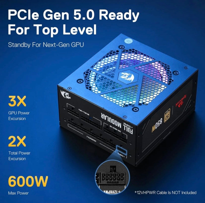 Redragon RGPS 850W 80+ Gold Fully Modular RGB Power Supply